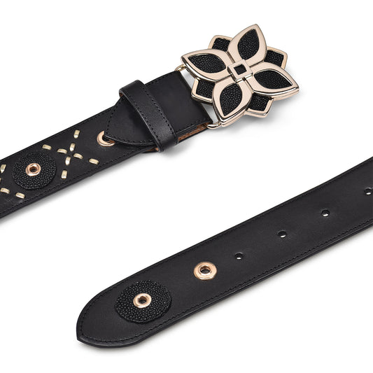Black Stingray Studs & Woven Belt
