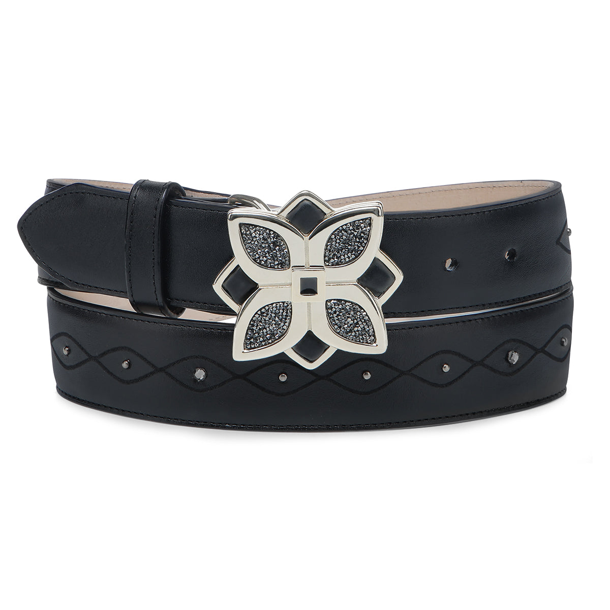 Black Laser & Studs Belt BC394