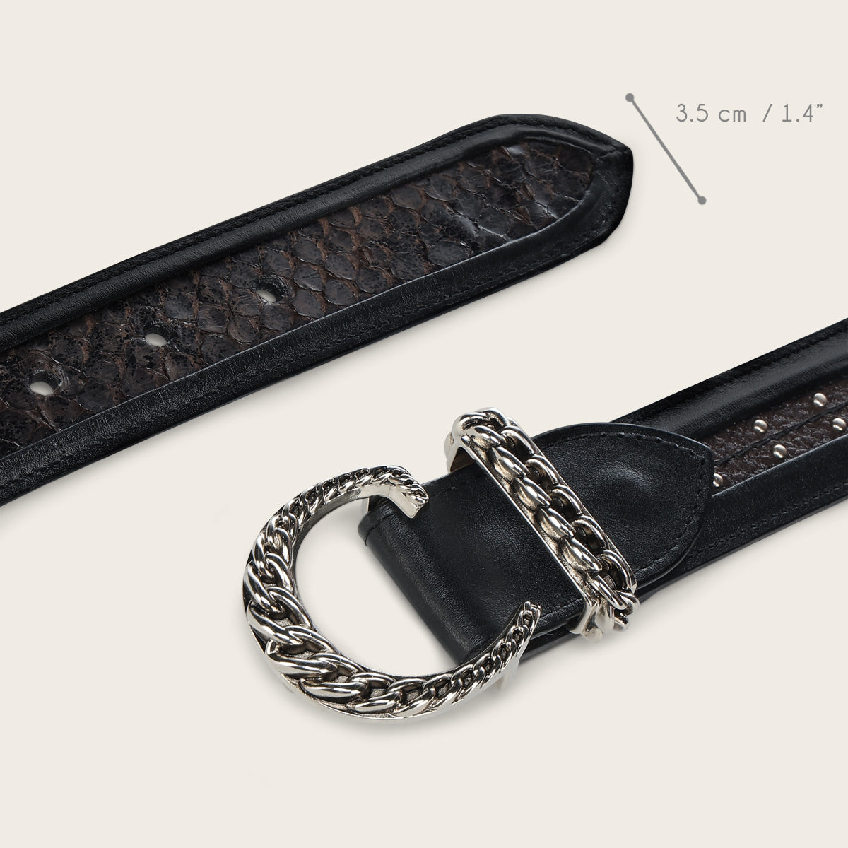 Cuadra Python Black Studs Belt BC443