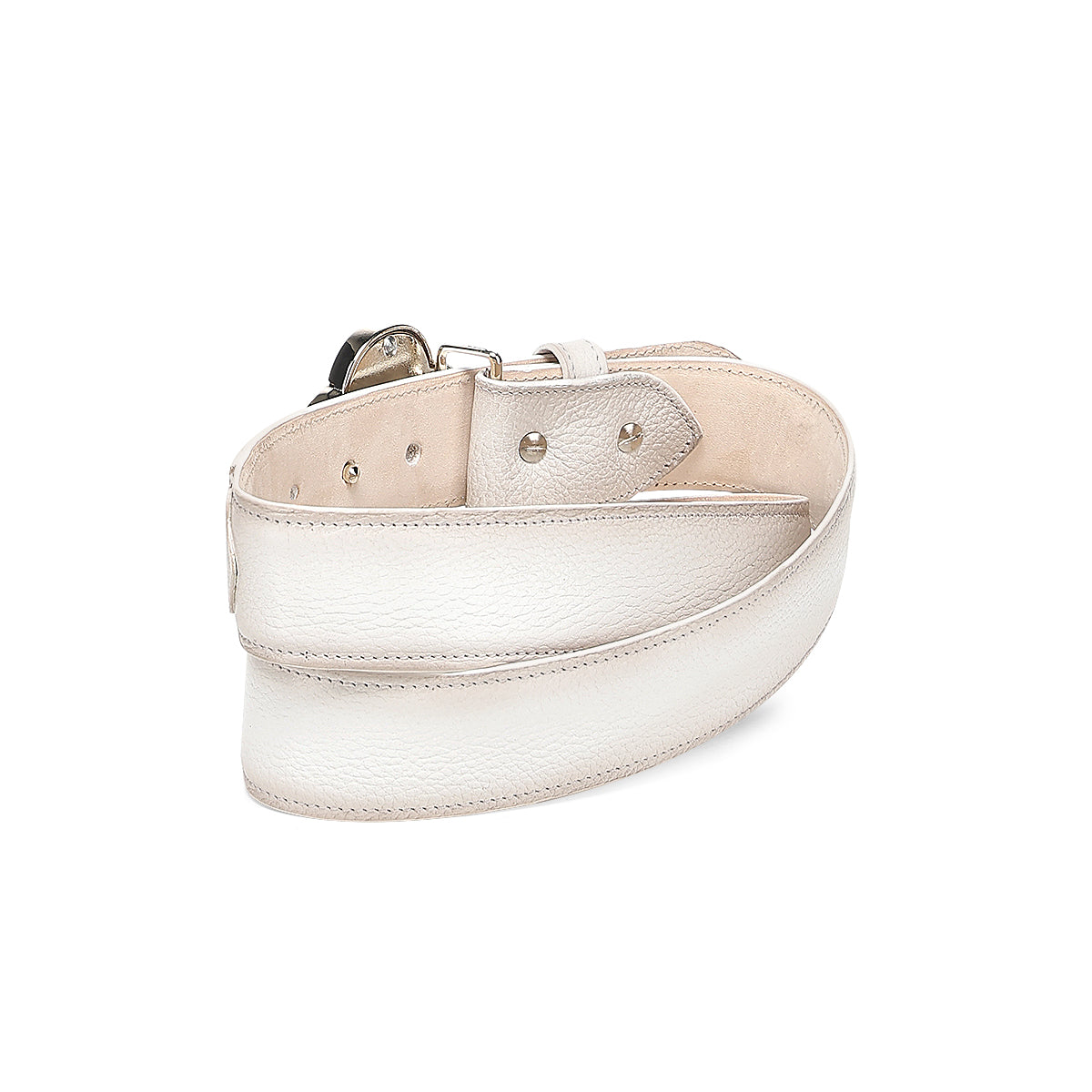 Cuadra White Cowhide Laser Belt BC470