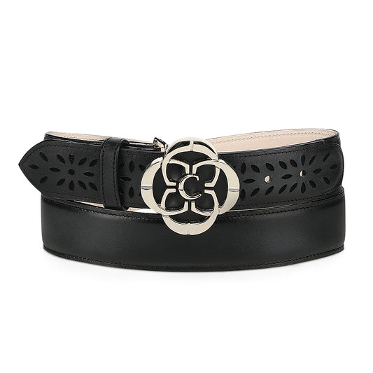 Cuadra Black Cowhide Laser Belt BC469