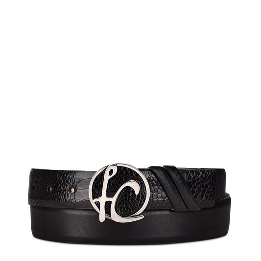 Cuadra Black Ostrich Leg Belt BC276