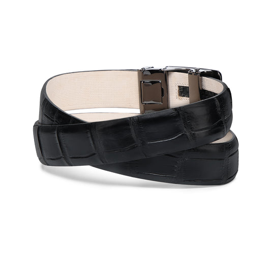 BLACK ALLIGATOR BELT EXOTIC