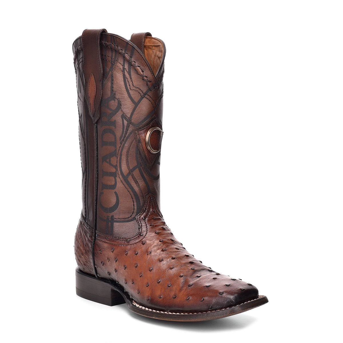 OSTRICH LASER EMBROIDERY SQUARE TOE CU457