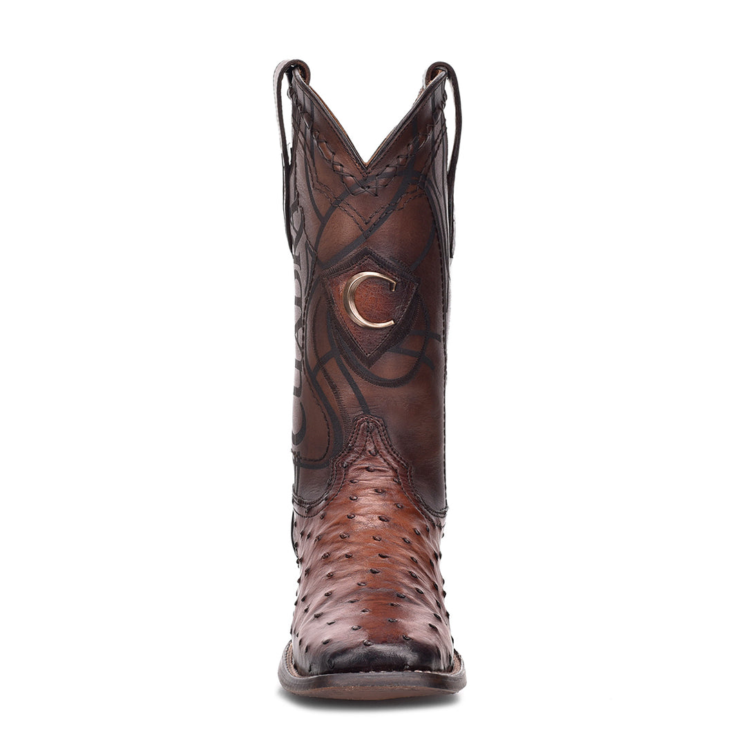 OSTRICH LASER EMBROIDERY SQUARE TOE CU457