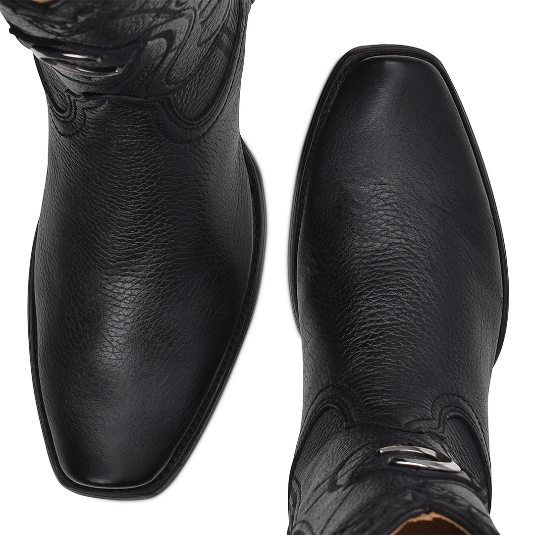 Black Deer Laser & Embroidey Narrow Square Toe