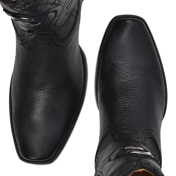 Black Deer Laser & Embroidey Narrow Square Toe