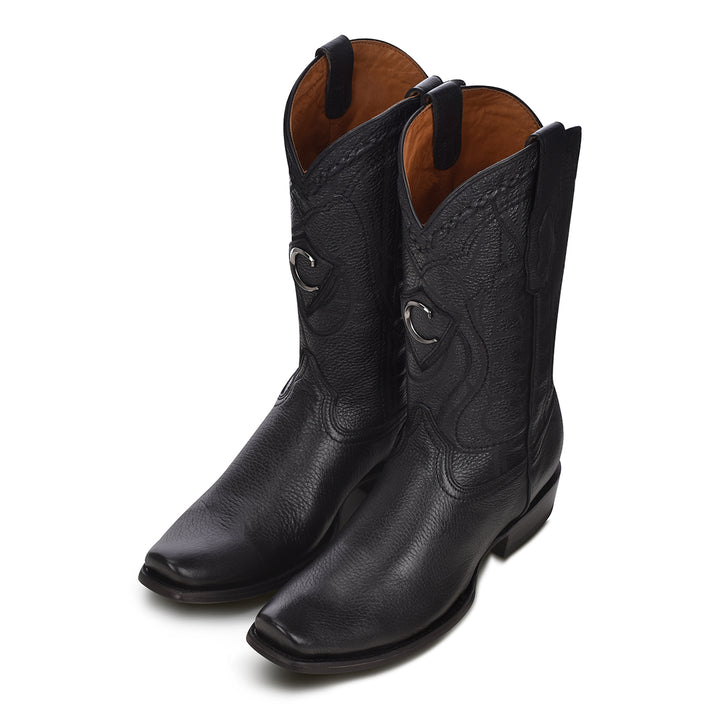 Black Deer Laser & Embroidey Narrow Square Toe