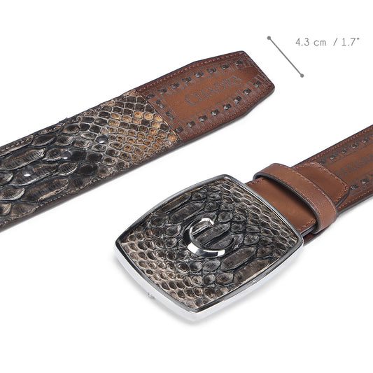 Brown Python Laser & Woven Belt