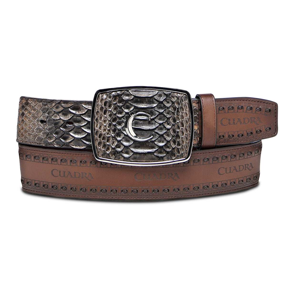 Brown Python Laser & Woven Belt