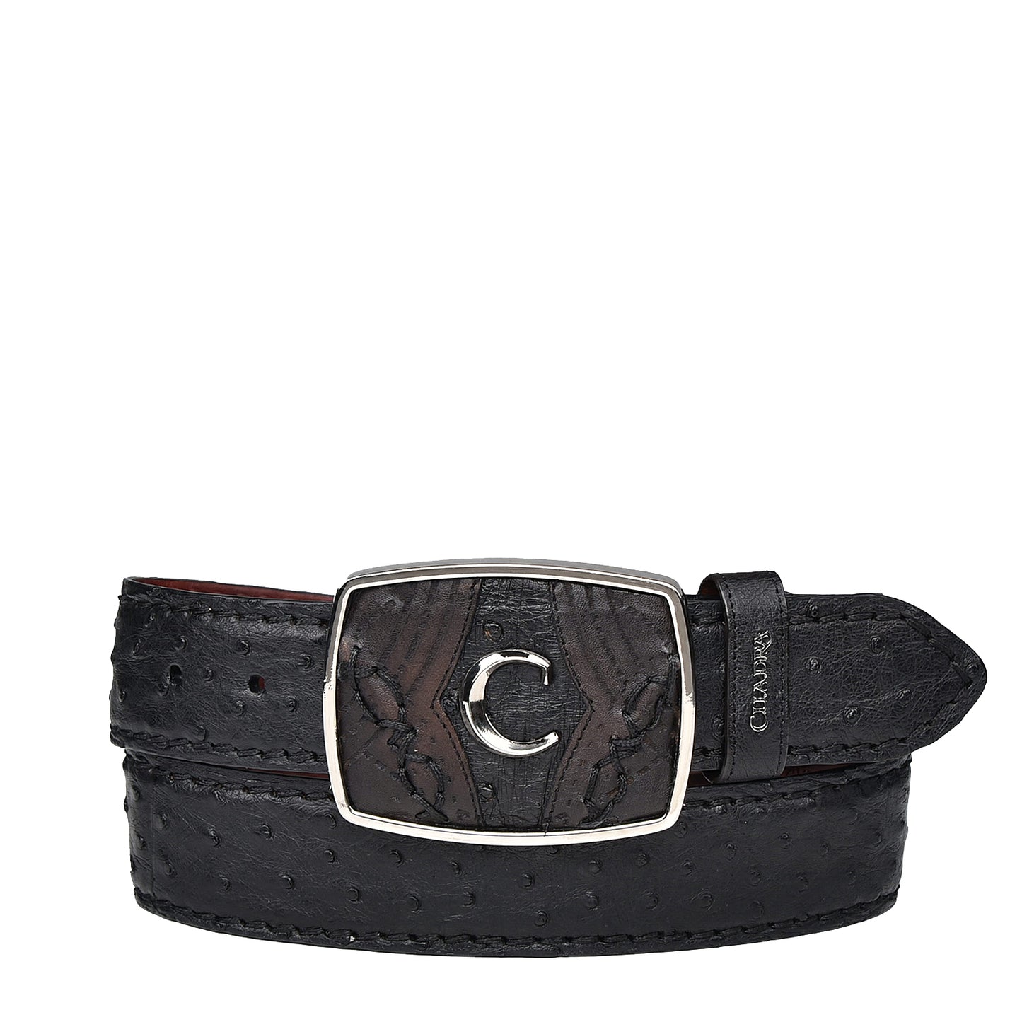 Cuadra Black Ostrich Laser Belt BC347