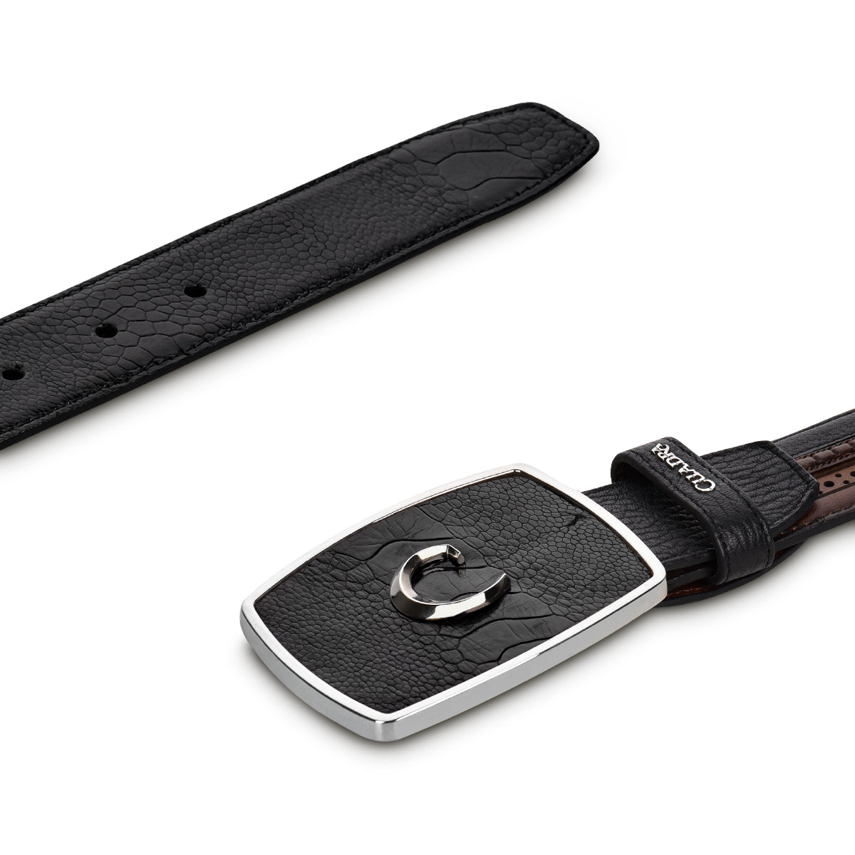 Cuadra Mn black ostrich leg belt BC240