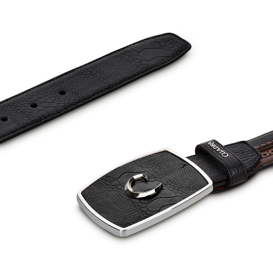 Cuadra Mn black ostrich leg belt BC240