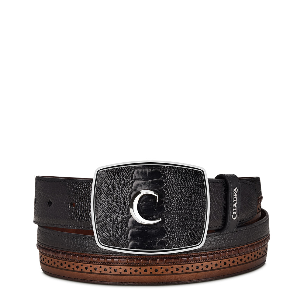 Cuadra Mn black ostrich leg belt BC240