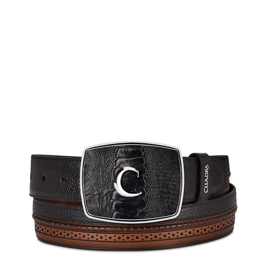 Cuadra Mn black ostrich leg belt BC240