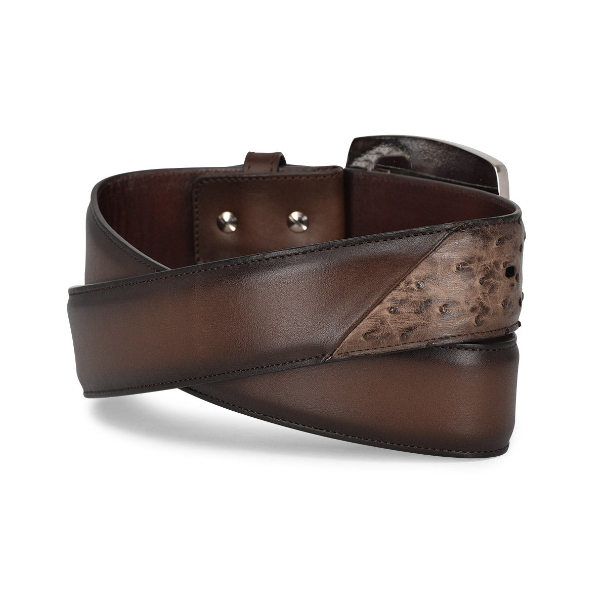 Brown Ostrich Exotic Strip Belt