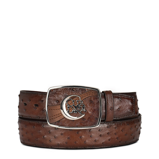 Moroni Chestnut Ostrich Belt