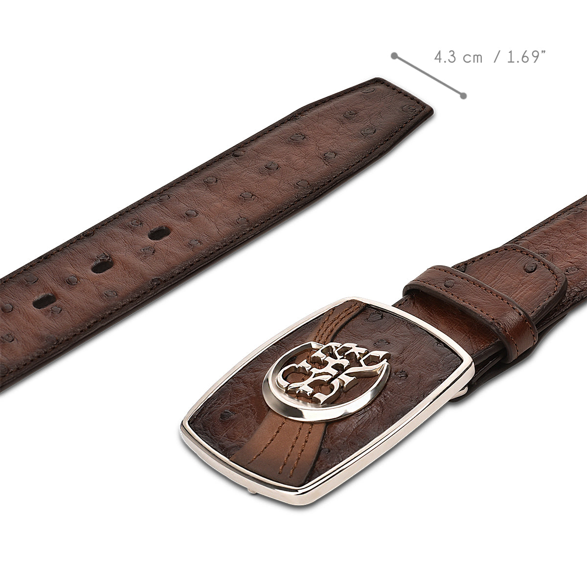 Moroni Chestnut Ostrich Belt