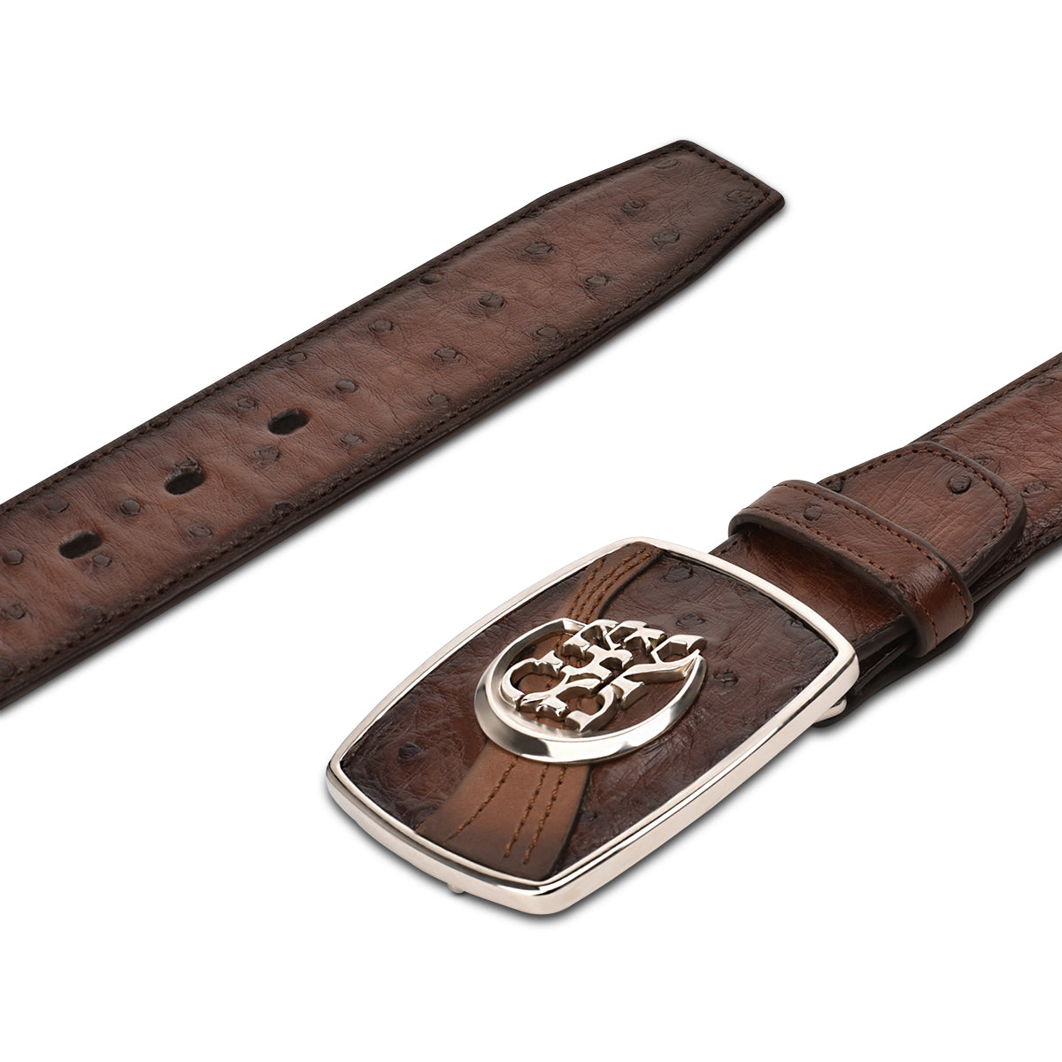 Moroni Chestnut Ostrich Belt