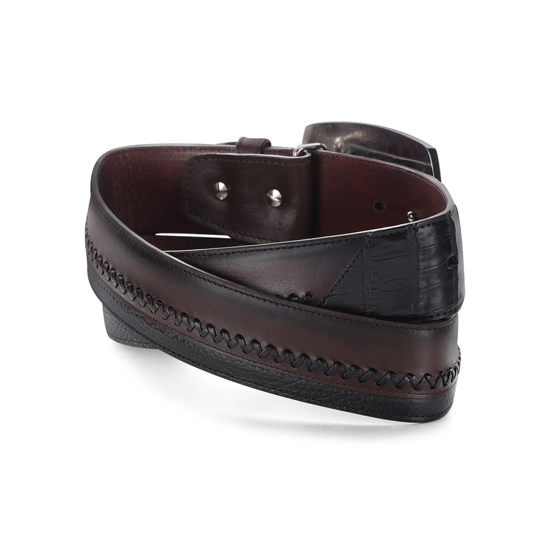 Black Caiman Embroidery Belt