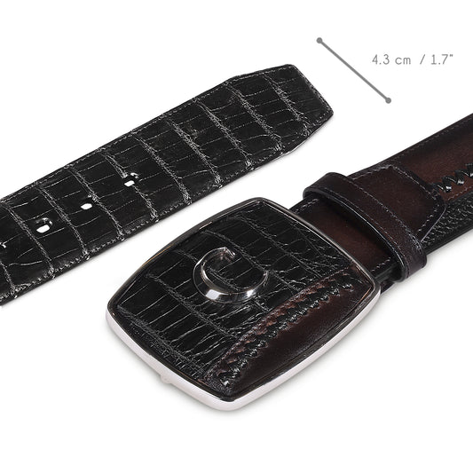 Black Caiman Embroidery Belt