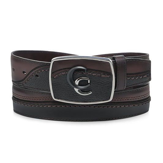 Chocolate & Black Deer Embroidery Belt