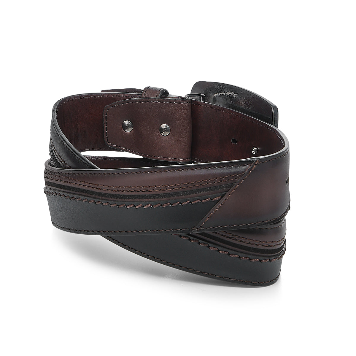 Chocolate & Black Deer Embroidery Belt