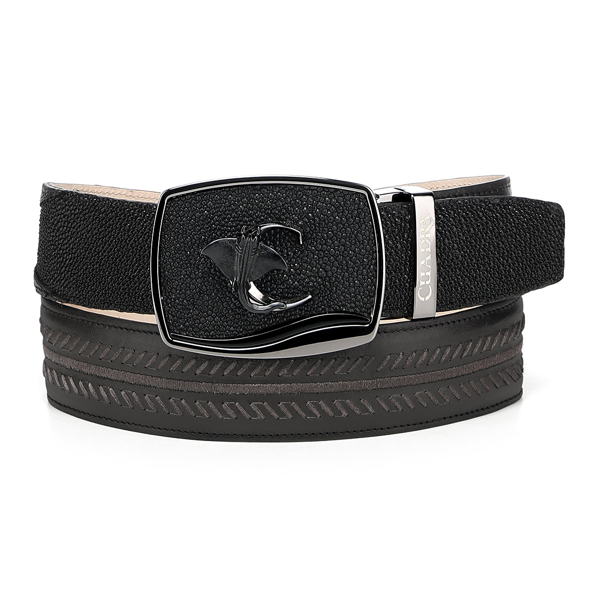 Cuadra Black Stingray Woven Belt BC475