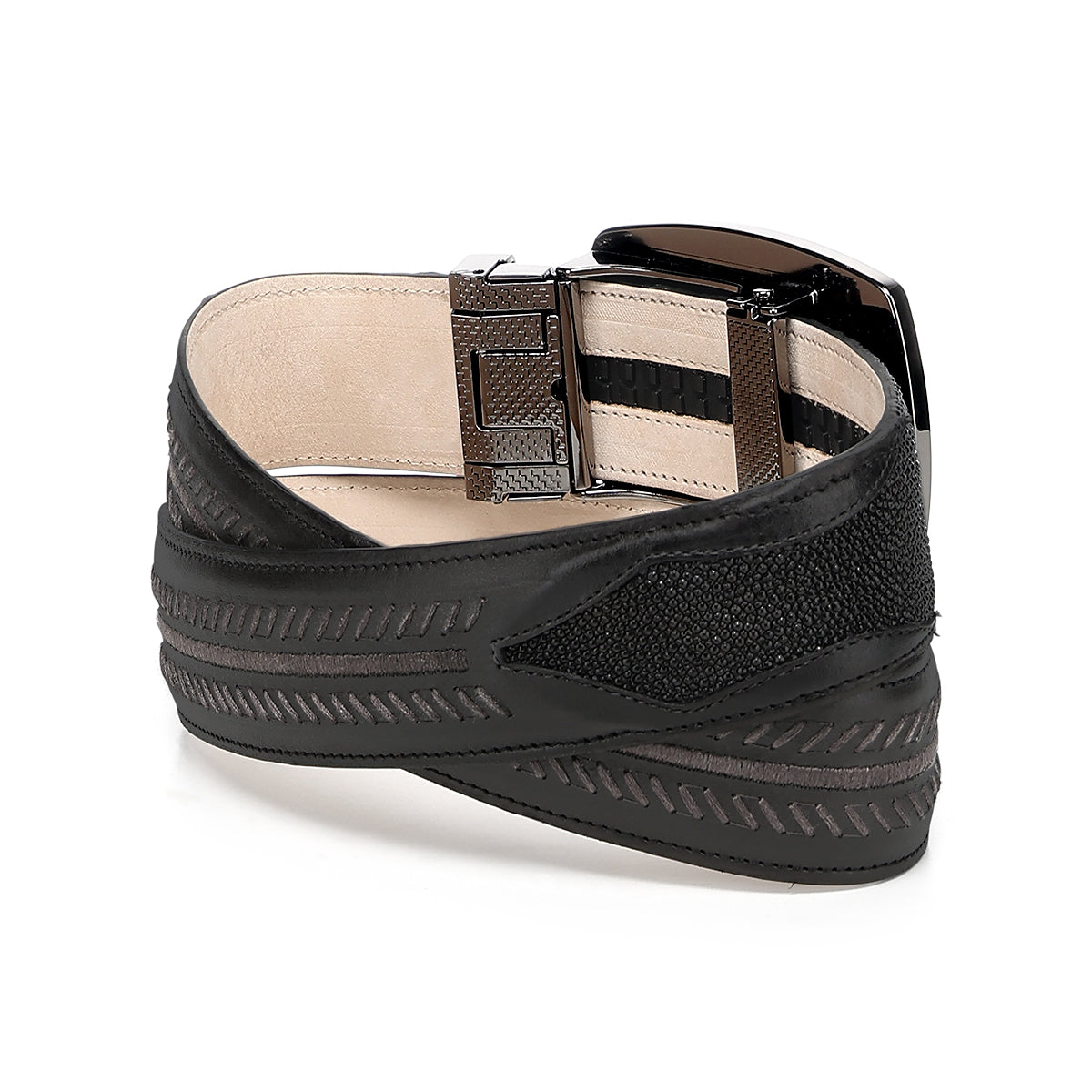 Cuadra Black Stingray Woven Belt BC475