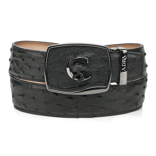 Cuadra Mn Black Ostrich Stiching Belt BC479