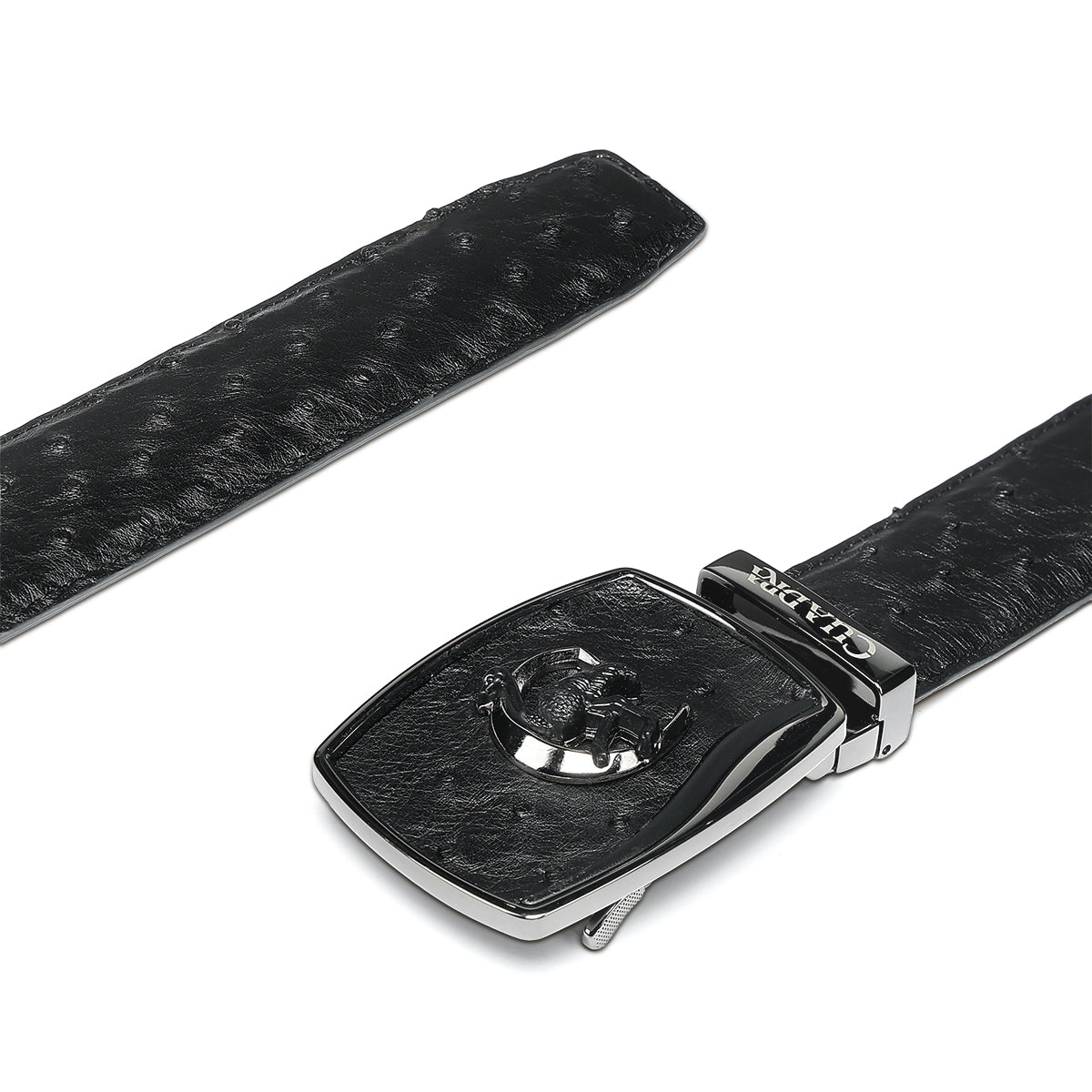 Cuadra Mn Black Ostrich Stiching Belt BC479