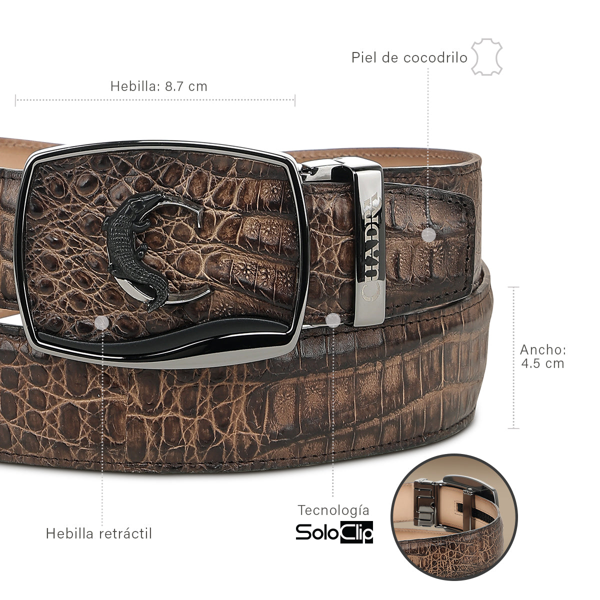 Cuadra MN Brown Caiman Stiching Belt BC480