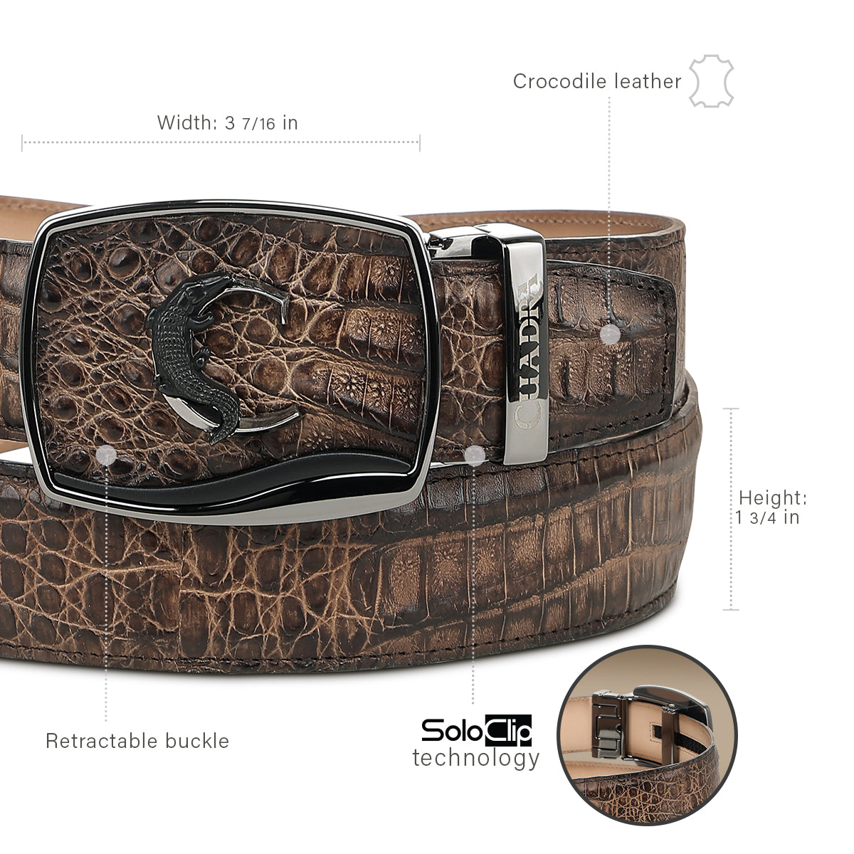 Cuadra MN Brown Caiman Stiching Belt BC480