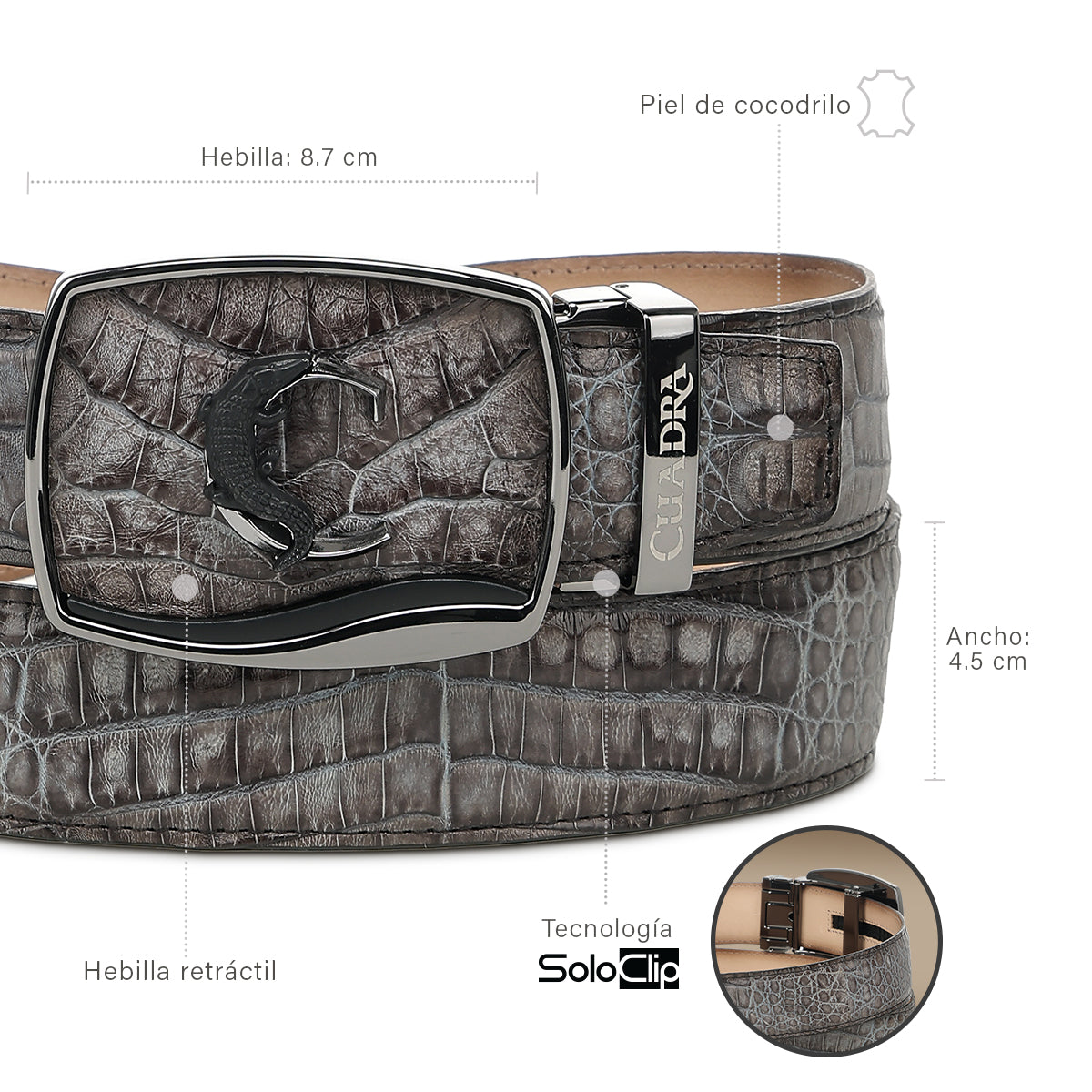 Cuadra Grey Caimán Stiching Belt  BC481