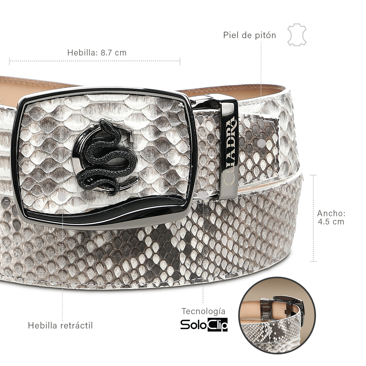 Cuadra Natural Python Stitching Belt BC482