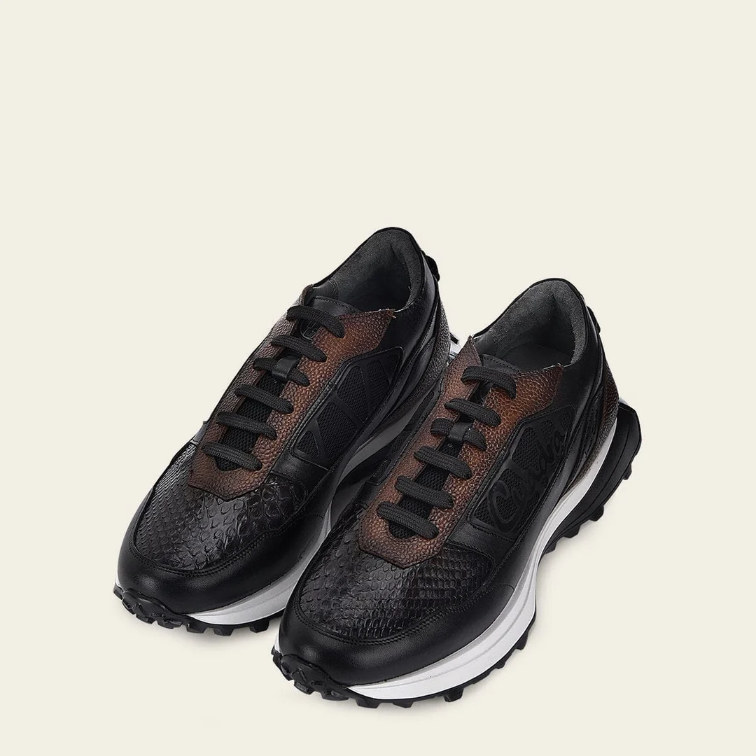 GREY PYTHON BLACK CALF