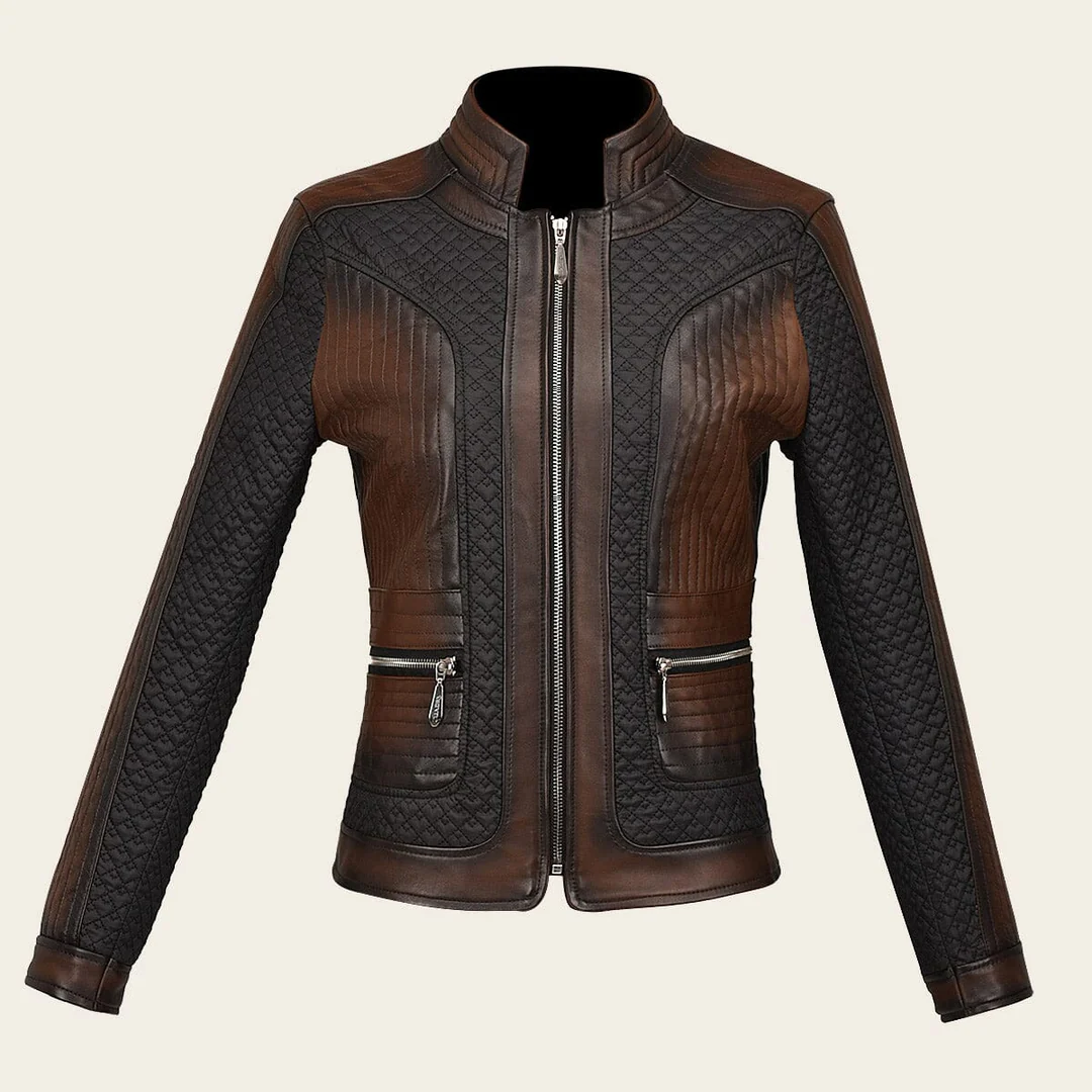 CORDERO VIC FLOR CA LD BROWN ZIPPER JACKET