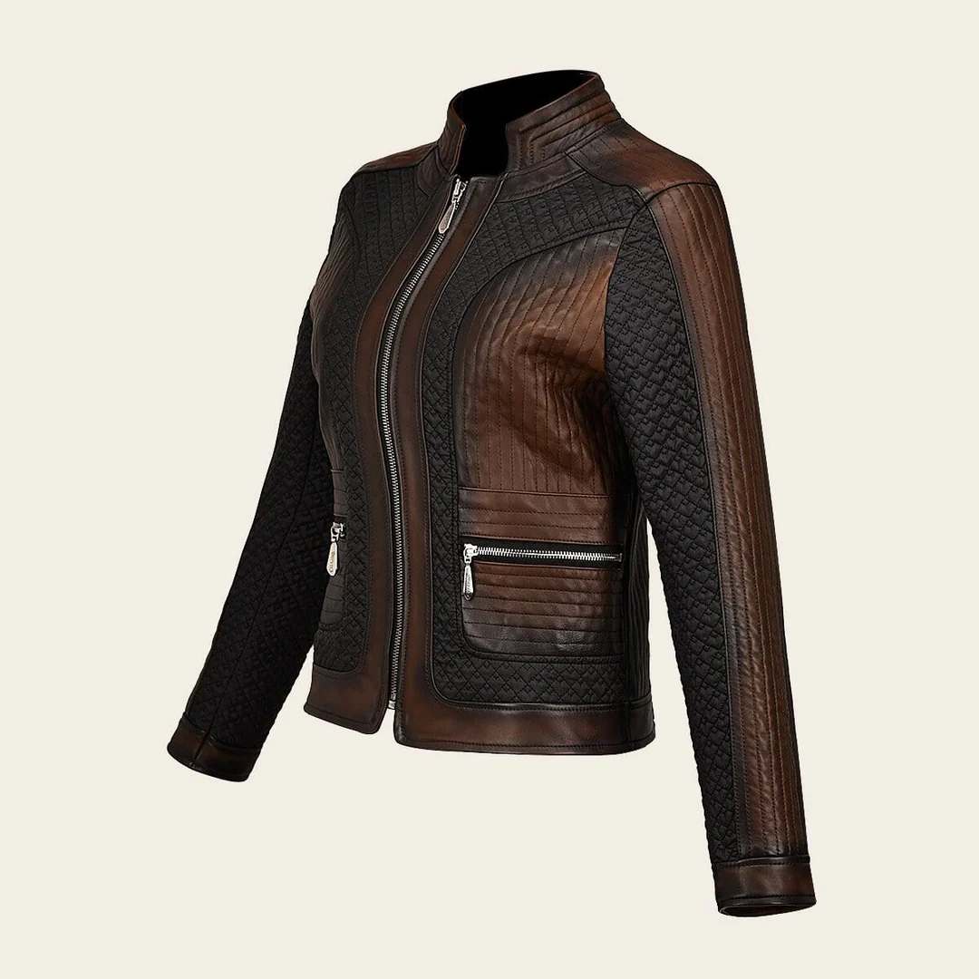 CORDERO VIC FLOR CA LD BROWN ZIPPER JACKET