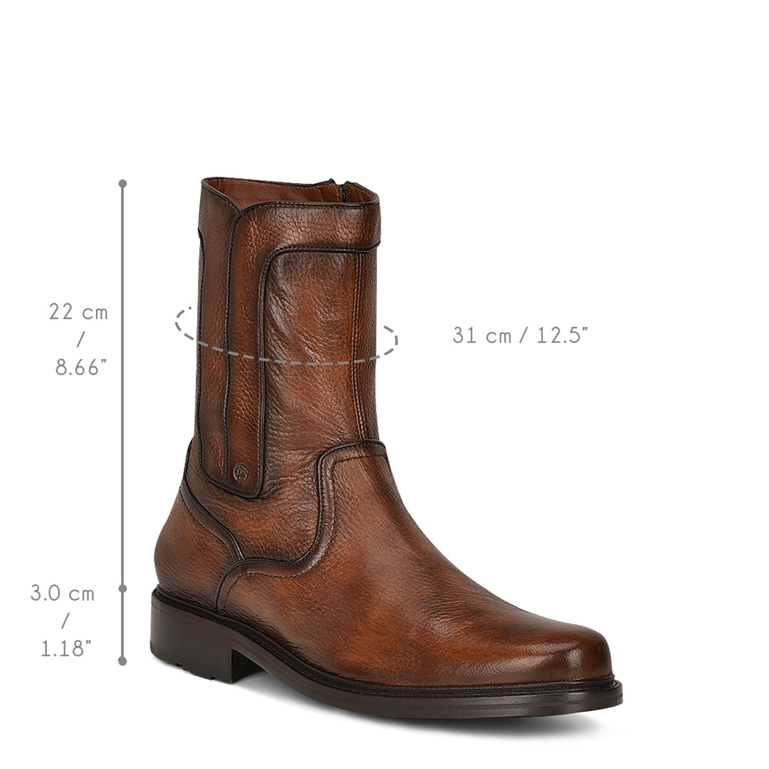 Almond Deer Zipper Round Toe