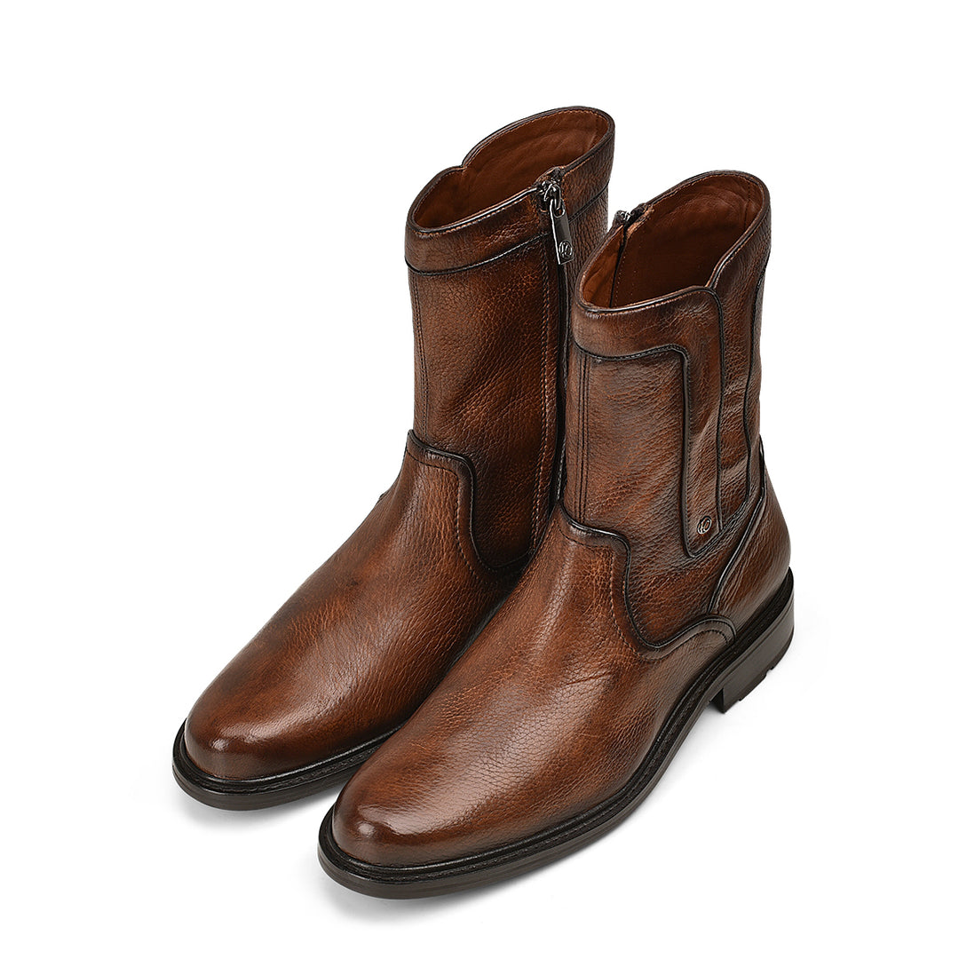 Almond Deer Zipper Round Toe