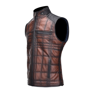 Brown Zipper Vest - Double View