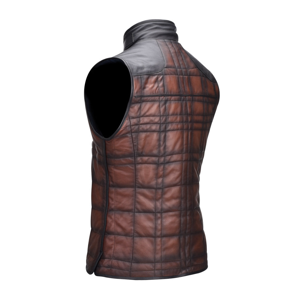 Brown Zipper Vest - Double View