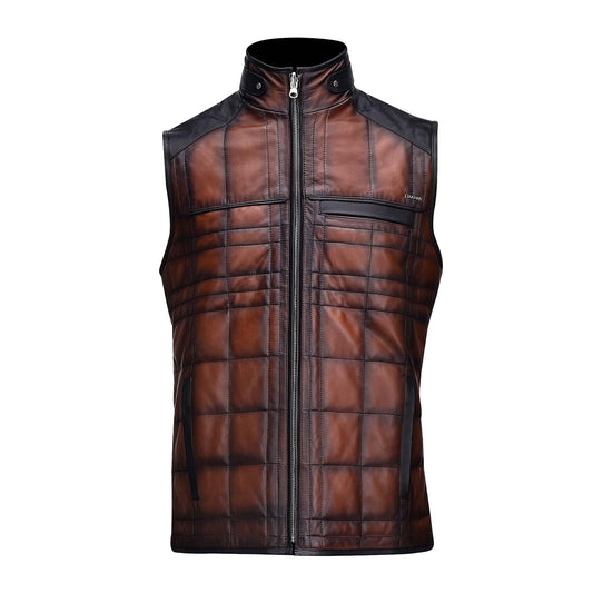 Brown Zipper Vest - Double View