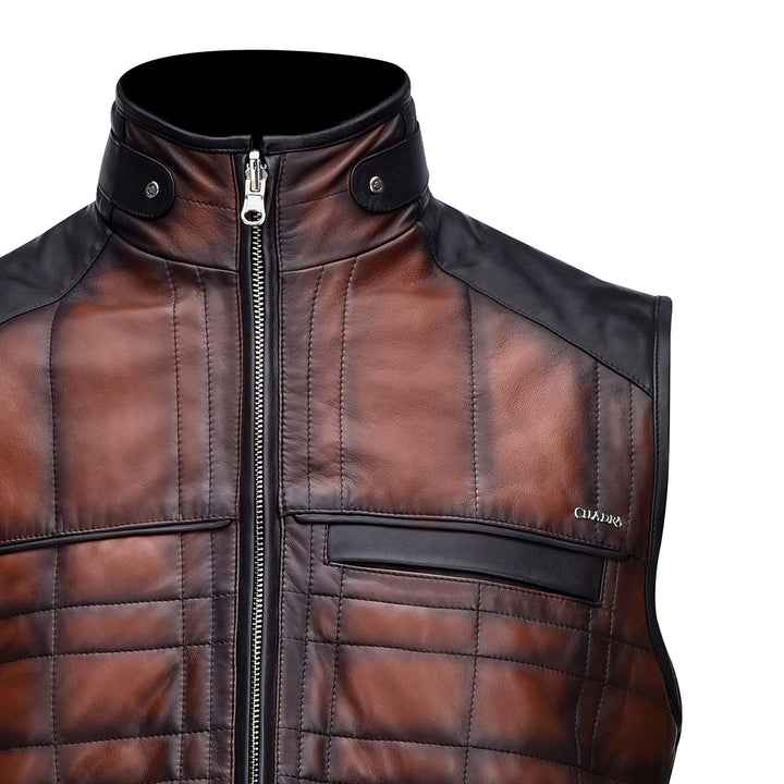 Brown Zipper Vest - Double View
