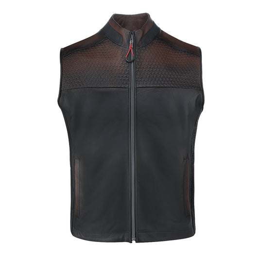 Cuadra Brown Zipper Vest JC333