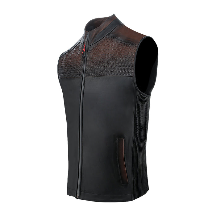 Cuadra Brown Zipper Vest JC333