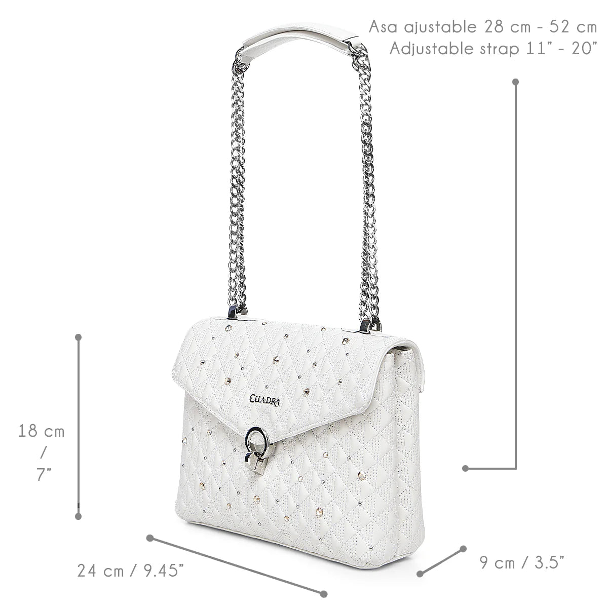 CUADRA- LD WHITE CRYSTALS & STUDS & ZIP- DU732