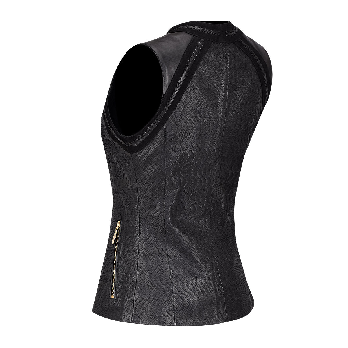 CUADRA-JC173 LD BLACK NATURAL WOVEN VEST