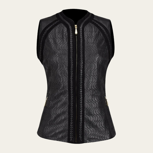 CUADRA-JC173 LD BLACK NATURAL WOVEN VEST