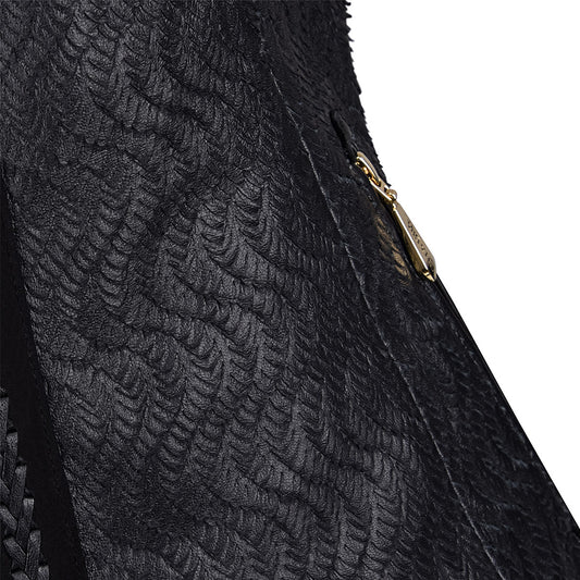 CUADRA-JC173 LD BLACK NATURAL WOVEN VEST